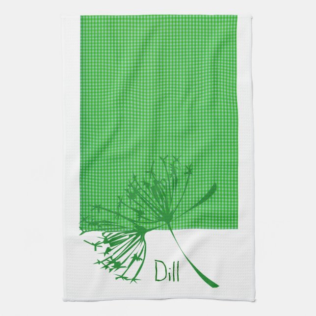 Green Pattern and Spices Dill  Kitchen Designs Tea Towel (Vertical)