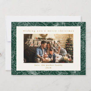 Green Pattern Custom Photo Christmas Holiday Card