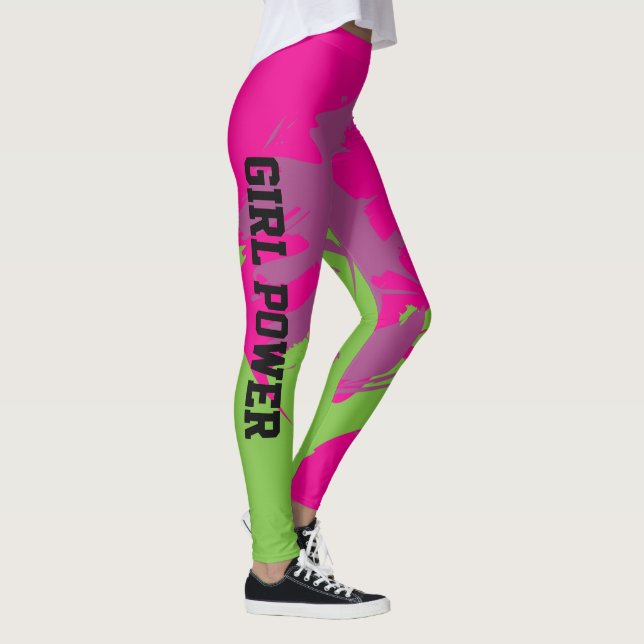 Green Pattern Custom Sports and Fitness Leggings (Right)