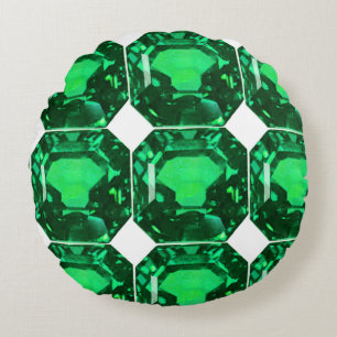 Green Pattern Emerald Round Cushion
