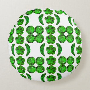 Green Pattern Emerald Round Cushion