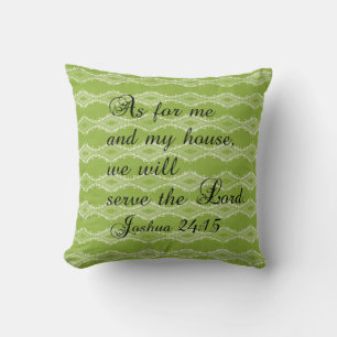 Green Pattern Joshua 24:15 Bible Verse Pillow