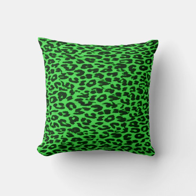 Green pattern leopard fur abstract cushion (Front)