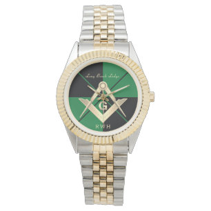 Green Pattern Monogram Masonic Lodge Watch