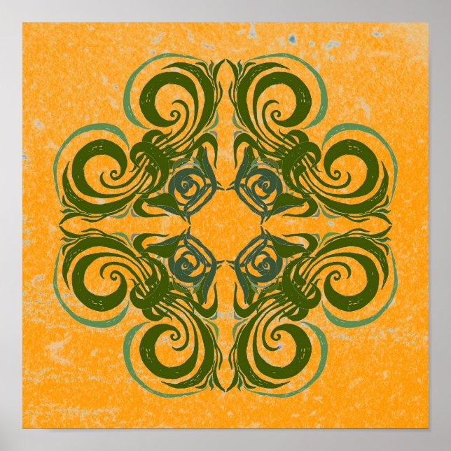 Green Pattern on Yellow  Poster (Front)
