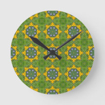 Green Patterned Wall Clock