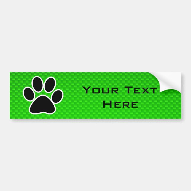 Green Paw Print Bumper Sticker (Front)