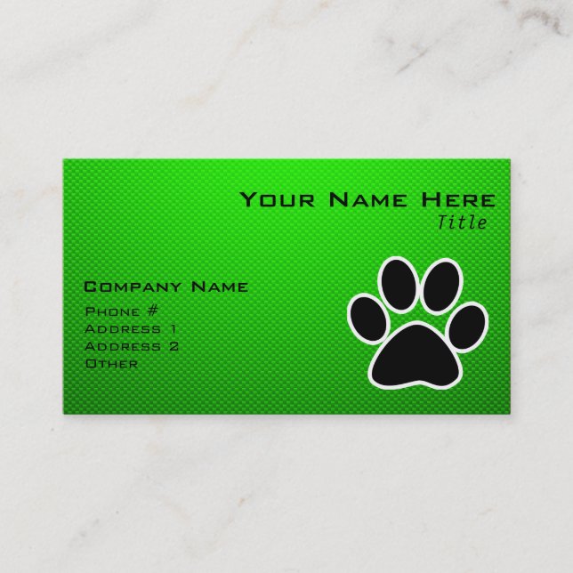 Green Paw Print Business Card (Front)