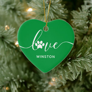 Green Paw Print Pet Memorial Ceramic Tree Decoration