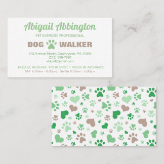 Green Paw Prints Dog Walker Business Card