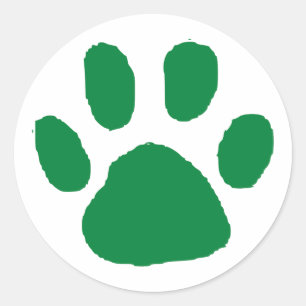 Green Pawprint Design  Classic Round Sticker