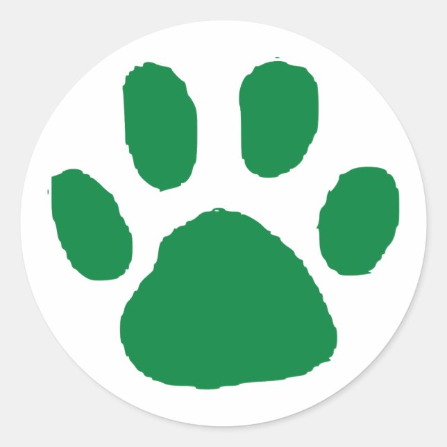 Green Pawprint Design  Classic Round Sticker (Front)