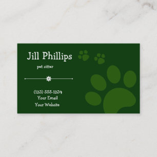 Green Pawprint Pet Sitter Business Card