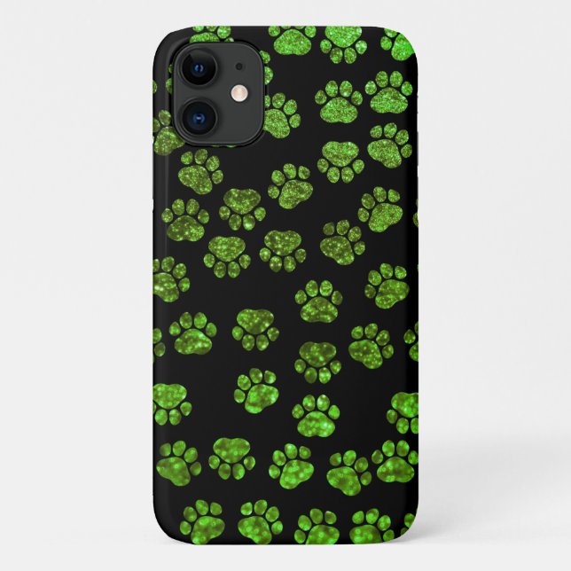 Green Paws, Glitter Paws, Green Glitter, Dog Paws Case-Mate iPhone Case (Back)