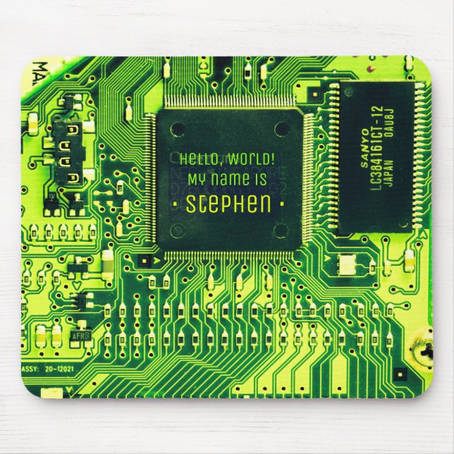 Green PCB board, electronic parts printed circuit Mouse Mat (Front)