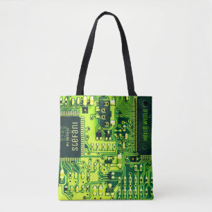 Green PCB board, electronic parts printed circuit Tote Bag