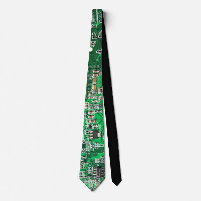 Green PCB Circuit Board Design for IT Pros Tie (Front)