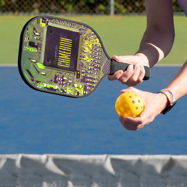   Green PCB Printed Circuit Board Microchip Custom Pickleball Paddle (Insitu)