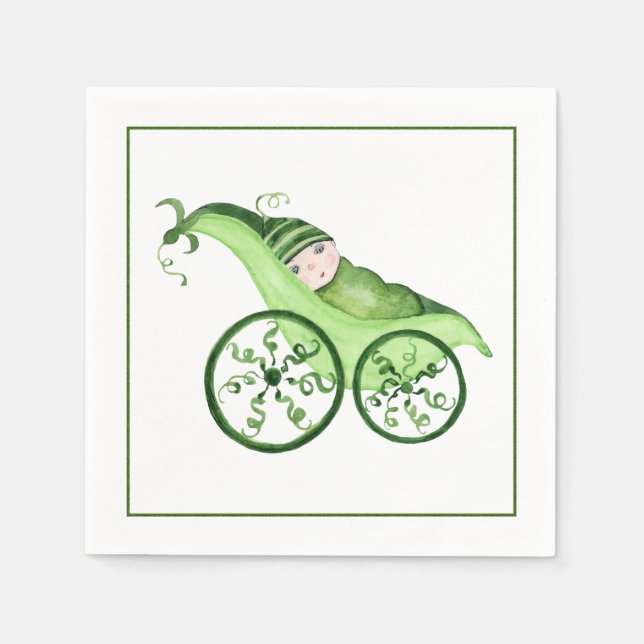 Green Pea Baby Stroller and Baby Napkin (Front)