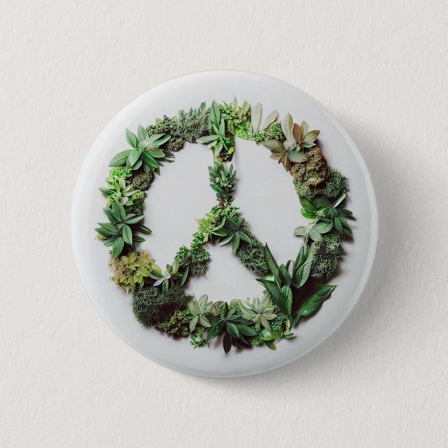 Green Peace 6 Cm Round Badge (Front)