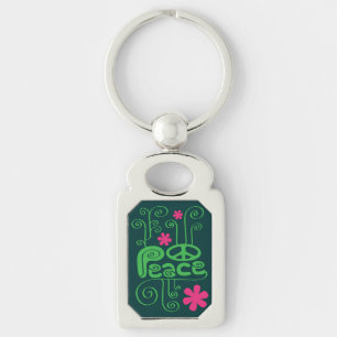 Green Peace and Flowers Keychain