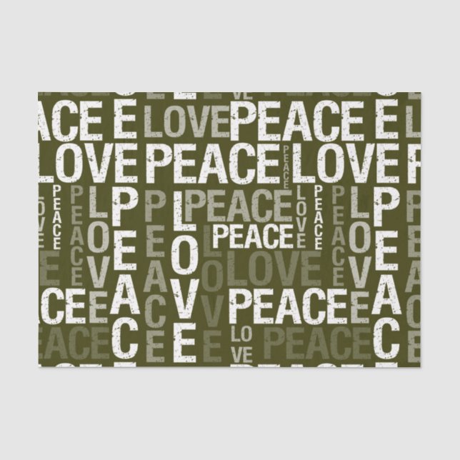 Green Peace and Love Tissue Paper (Front)