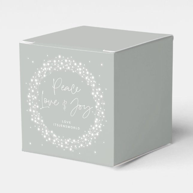 Green Peace Love+Joy Christmas Sparkling Lights Favour Box (Front Side)