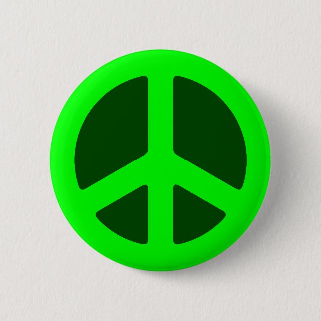 Green Peace Sign 6 Cm Round Badge (Front)