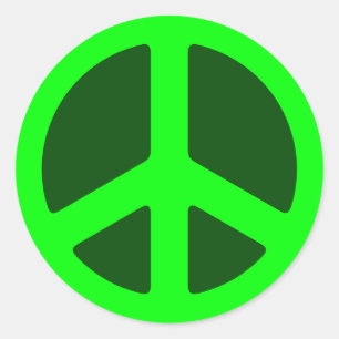 Green Peace Sign Classic Round Sticker