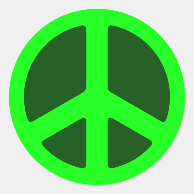 Green Peace Sign Classic Round Sticker (Front)