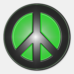 Green peace sign classic round sticker