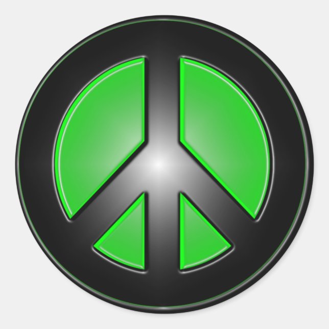 Green peace sign classic round sticker (Front)