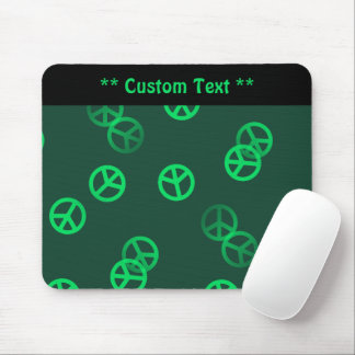 Green Peace Sign Mouse Pad w/ Custom Text