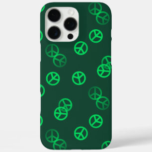 Green Peace Sign Pattern iPhone 16 Pro Max Case