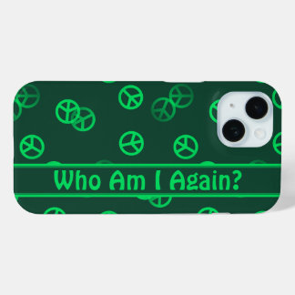Green Peace Sign Pattern w/ Custom Text iPhone 15 Case