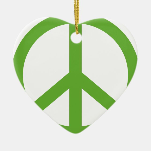 Green Peace Sign Symbol Ceramic Tree Decoration (Front)