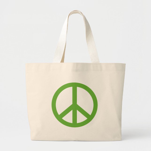 Green Peace Sign Symbol Large Tote Bag (Front)