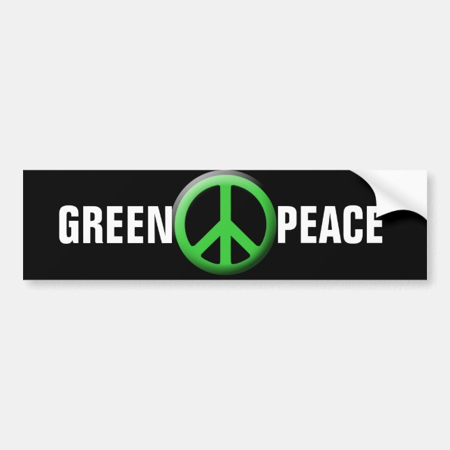 Green Peace Symbol Bumper Sticker (Front)