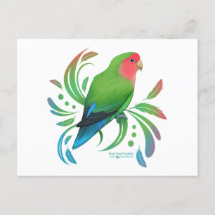 Green Peach Faced Lovebird Postcard