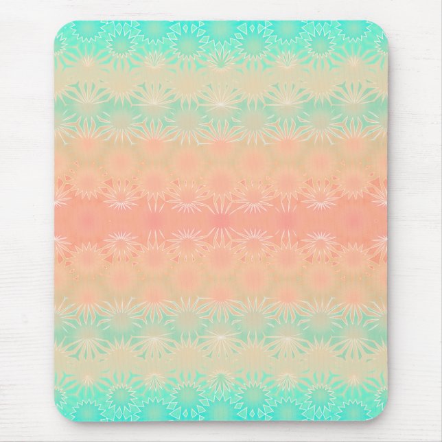 Green, Peach, Melon and Coral Geometric Mouse Mat (Front)