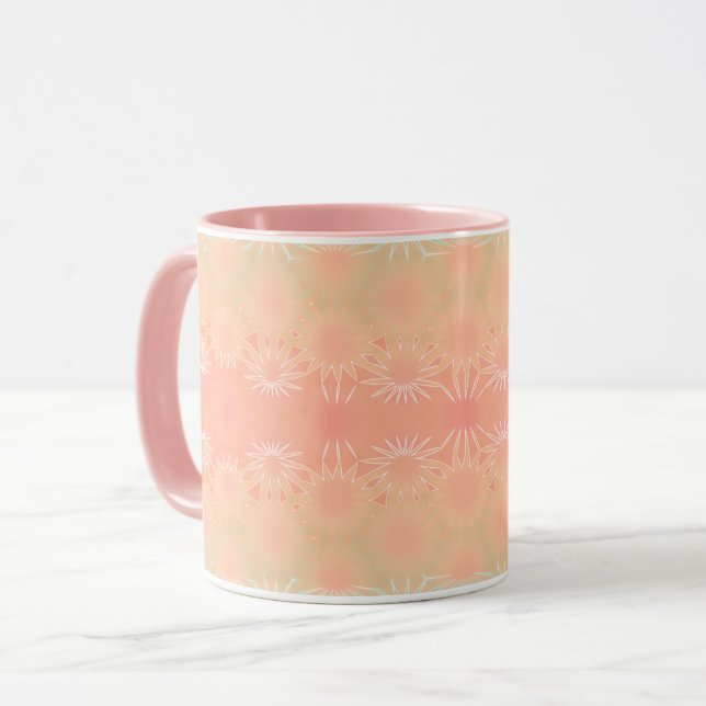 Green, Peach, Melon and Coral Geometric Mug (Front Left)