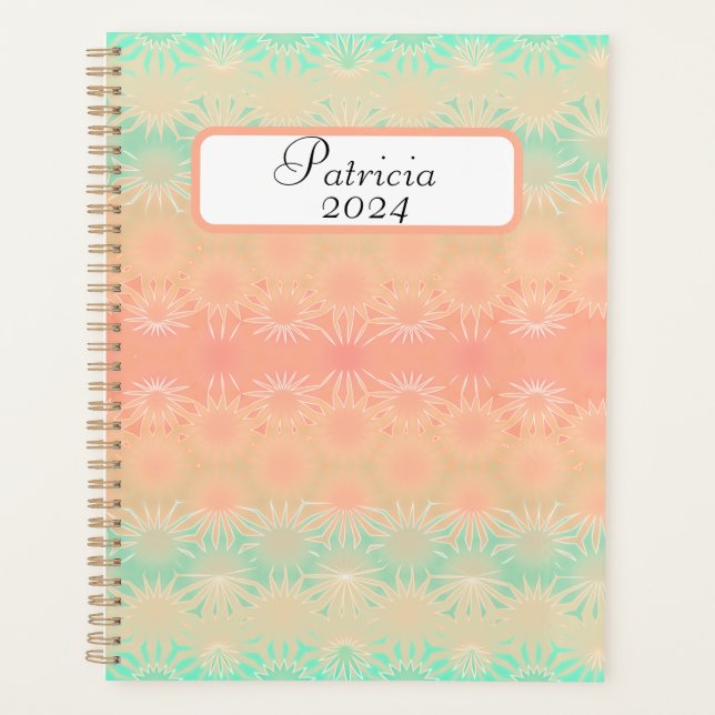 Green, Peach, Melon and Coral Geometric Planner (Front)