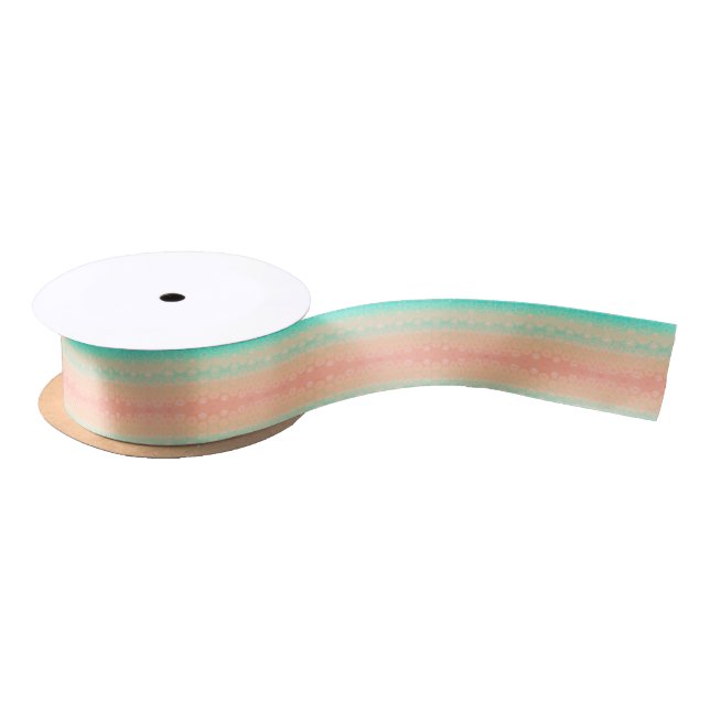 Green, Peach, Melon and Coral Satin Ribbon (Spool)