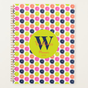 Green Peach Pink Blue Dry Brush Polka Dots Planner