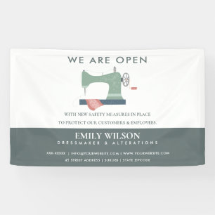 GREEN PEACH PINK SEWING MACHINE TAILOR RE OPENING BANNER