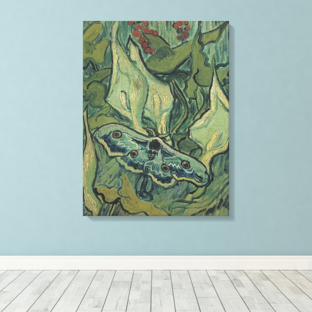 Green Peacock (Emperor) Moth by Vincent van Gogh Canvas Print (Insitu(Wood Floor))
