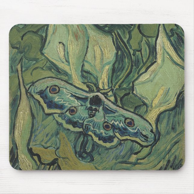 Green Peacock (Emperor) Moth by Vincent van Gogh Mouse Mat (Front)