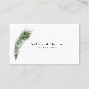 Green Peacock Feather Business Card