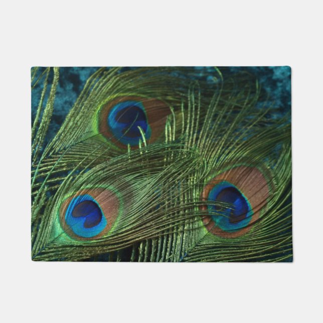 Green Peacock Feather Doormat (Front)