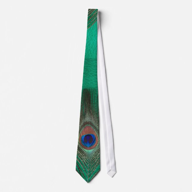 Green Peacock Feather Tie (Front)